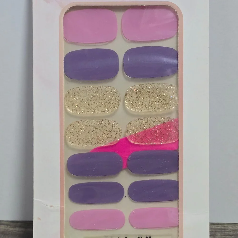 🖤 3/$12 Purple, Lavender and Gold Glitter Nail Polish Strips - No UV Brand New